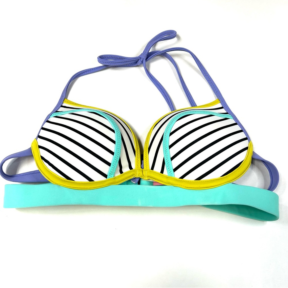 Victorias Secret 34A Hottie Halter Pushup Padded Bikini Top 84Z Black #2604